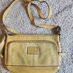 Fossil Sunflower Yellow Leather Crossbody Bag